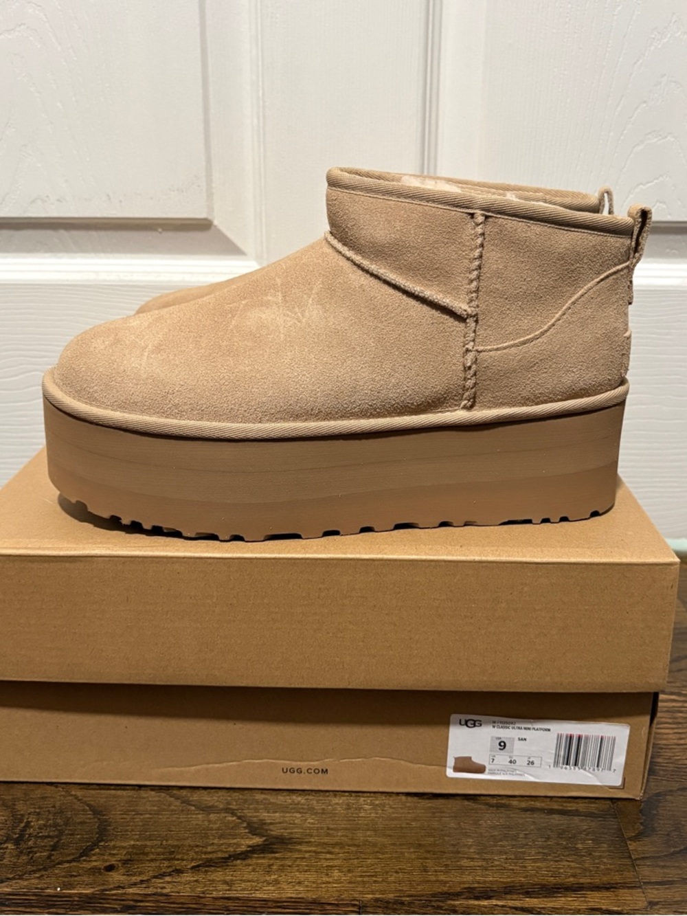 UGG Platform Slip-On Boots in Tan Suede - Picture 2 of 8